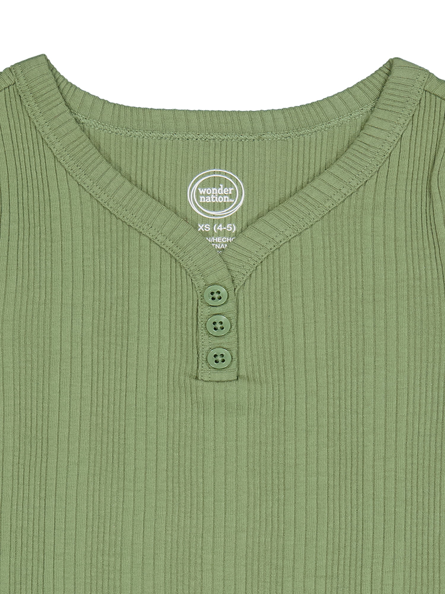 Wonder Nation Girls Short Sleeve Henley Knit Top, Sizes 4-18 & Plus