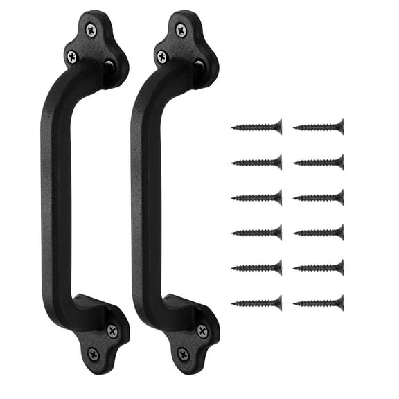 KFFKFF Set of 2 Rustic 9-Inch Gate Handles, Durable Carbon Steel with Rust-Resistant Finish, Easy-to-Install Pulls for Sliding Doors, Garage, Shed, or Pantry