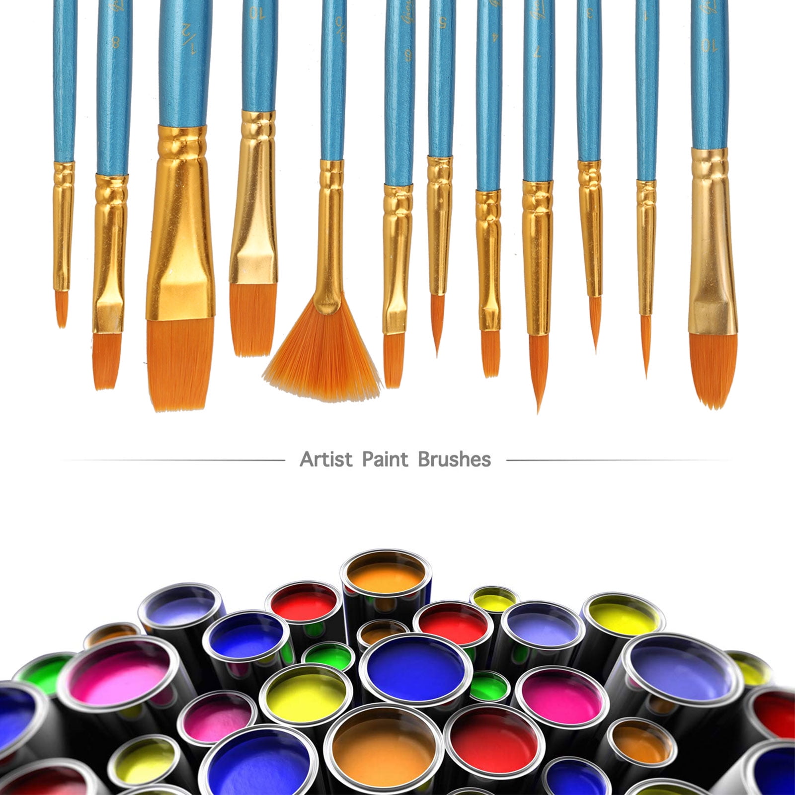 12pc Derwent Academy Synthetic Taklon Small Artist Round/Flat/Filbert Brush Asst 