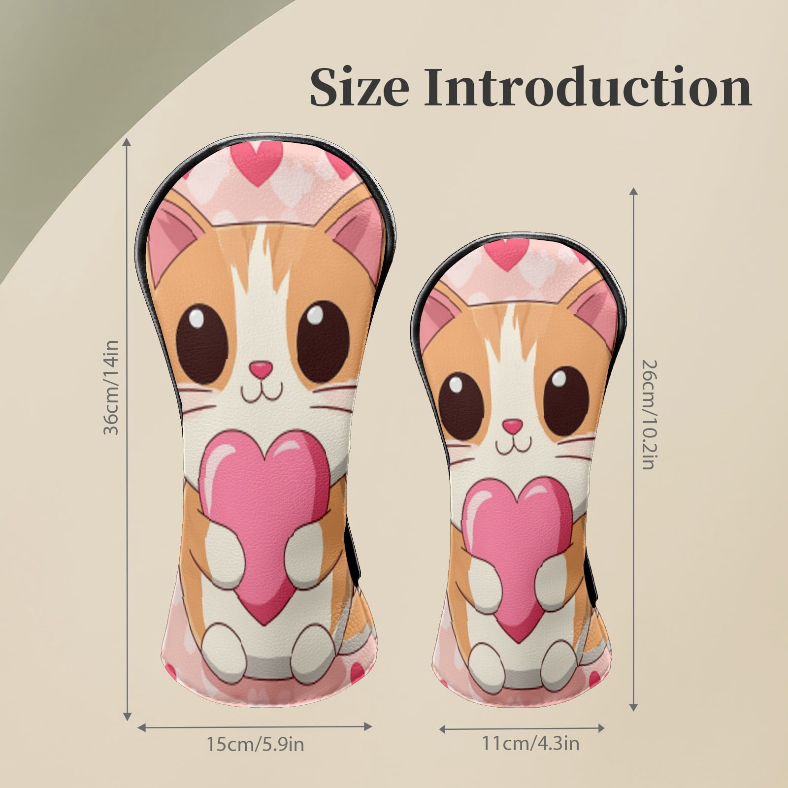 Golf Club Head Covers SweetCat_Heart Premium Plush Velvet Lining, Waterproof Golf Headcovers Driver & Fairway Woods for Scratch Protection Novelty Gift for Men & Women