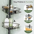 thumbnail image 3 of Corner Shower Caddy Tension Pole - 4 Tier Adjustable Bathroom Organizer with Soap Holder, Rustproof Black Storage Rack for Bathtub Shampoo, 3 of 6