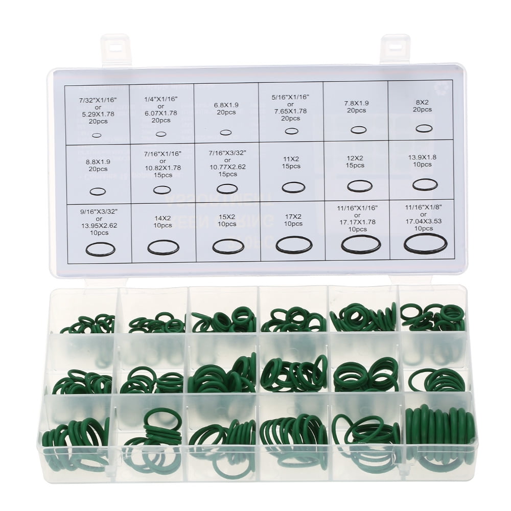 Car O Rings,18 Sizes 270pcs Car Truck Replacement Air Conditioning Green O-Ring Tools Seal Compressor O Rings Kit 