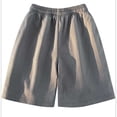 thumbnail image 5 of hlysgo Mens Texture Elastic Waist Shorts Big and Tall Drawstring Lightweight Short Casual Summer Beach Shorts with Pockets Gray,XL, 5 of 5