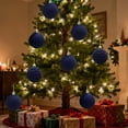 thumbnail image 4 of Blue Flocked Christmas Balls 12 Pieces 6cm Christmas Tree Ornaments, Velvet Texture Plastic Baubles for Holiday Decor, 4 of 7