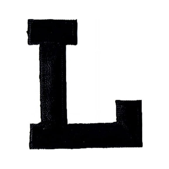 Alphabet Letter - L - Color Black - 2" Block Style - Iron On Embroidered Applique Patch