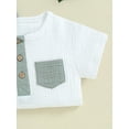 thumbnail image 6 of Toddler Boy Summer Shorts Set Short Sleeve Round Neck Pocket Button T-Shirt with Shorts Outfit, 6 of 8