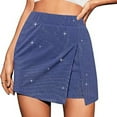thumbnail image 2 of Timegard Shorts for Women Elastic High Waist Split Slim Fitting Skirts Shorts Sparkly Summer Casual, 2 of 8