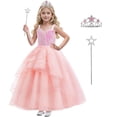 thumbnail image 1 of Disfraz de bruja rosa de Btonai para niñas con corona y varita, 1 of 6