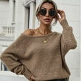 thumbnail image 4 of LYXSSBYX Women Fall Sweaters for Women 2022 Hot Sale Clearance Women's Hedging O-Neck Loose Solid Color Temperament Long Sleeve Strapless Sexy Knitting Tops Sweater, 4 of 9