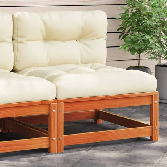 vidaXL Patio Sofa Armless with Cushions Wax Brown Solid Wood Pine