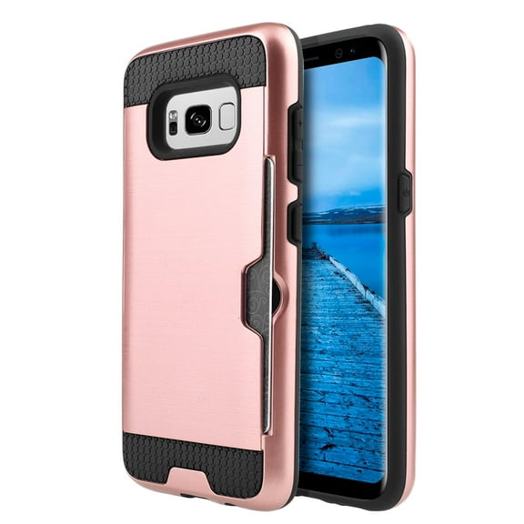 GSA Brushed Hybrid Case w/Card Slot For Samsung Galaxy S8 Plus - Rose Gold