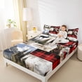 thumbnail image 4 of jejeloiu Safari Animal Deer Queen Sheet Sets,Rustic Western Farmhouse Flat Sheet,Red White Brown Queen Fitted Sheet For Adults,Super Cozy Room Decor,4 Pieces, 4 of 7