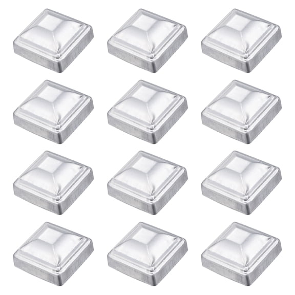 Uxcell 12 Pack Fence Post Cap Fit 2" x 2" OD Pipe, Galvanized Steel Deck Post Cover Square Decking Caps for Mailbox Outdoor Chain Link Wood/Metal Fence Deck Railing, Silver