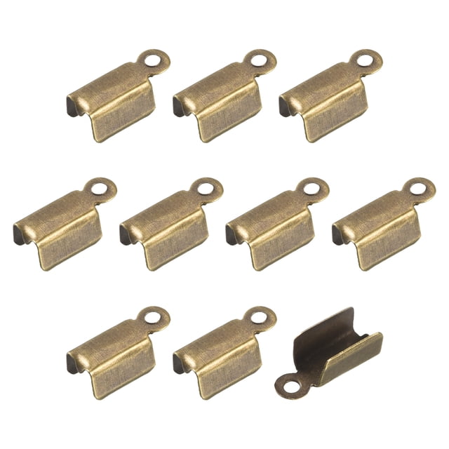 400uds Plegado Sobre Cable Extremos, 4.5x11mm Terminadores Crimpado Tapa Cierre Puntas para Cuero Cinta Bricolaje Artesanía Fabricación, Bronce Tono