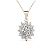 Cate & Chloe Sage 18k Rose Gold Plated Pendant Necklace with Simulated Diamond Crystals for Women