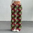 thumbnail image 2 of Women's Casual And Fashionable Greentown Printed Elastic Waist, Loose Straight Leg With Plush Pants With Rope, 2 of 2
