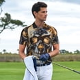 thumbnail image 3 of Honeii Fiery Skull Trio Print Polo Shirt, A Classic Short-Sleeved, Button-Down Golf Shirt for Men,Mens Polo Shirts Short Sleeve-Large, 3 of 6