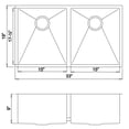 thumbnail image 5 of Wells Sinkware 33 in. Handcrafted 16 Gauge Undermount 50-50 Double Bowl Stainless Steel Kitchen Sink, 5 of 5