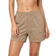 thumbnail image 5 of CFLVAEK Shorts for Women Summer Casual Elastic Waisted Shorts with Pockets Comfy Wide Leg Lounge Workout Shorts Coffee XXL, 5 of 8
