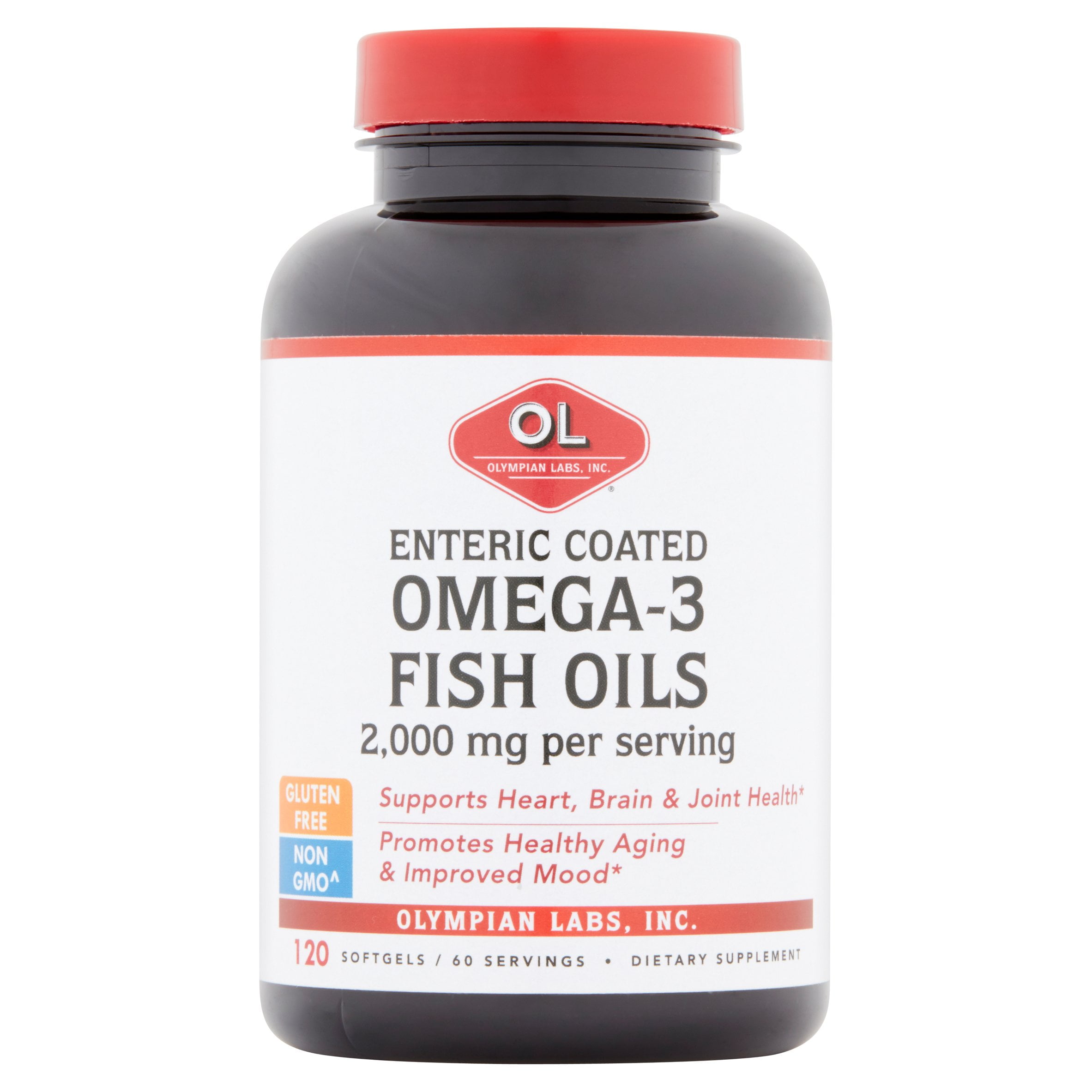 Olympic Labs Omega3 Fish Oils Enteric Coated Softgels, 2000 Mg, 120 Ct