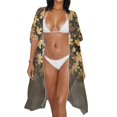 thumbnail image 3 of HELLHERO Casual Bathing Suit Cover Up for Beach High Quality Fabrics Cardigan Long Kimono Swimsuit Cover Up Autumn Leaves, 3 of 6