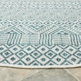 thumbnail image 3 of SAFAVIEH Courtyard Evander Geometric Indoor/Outdoor Area Rug, Ivory/Aqua, 6'7" x 6'7" Round, 3 of 9