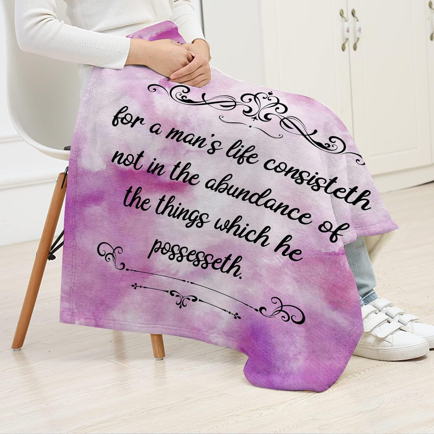 Bible Verse Healing Blanket Christian Blanket Religious Gifts Inspirational Quotes Blanket Gift Spiritual Gift for Women Men Friends Cozy Purple Flannel Blanket and Throws 60x80 Inch