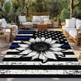 thumbnail image 2 of American Flag Outdoor Rug 5x7 Ft - Reversible Patio Rug Outdoor Camping Rugs, Farmhouse Sunflowers Shabby Chic Country Black Blue Indoor Outdoor Area Rugs, Non-Slip Outdoor Carpet for Deck/Porch, 2 of 8