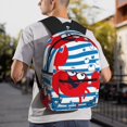 thumbnail image 5 of Yield Red Funny Crab on Blue Stripe Print Backpack for Women Men, Lightweight Casual Travel Daypack, Classic Basic College Backpack, Middle School Bag, 5 of 5