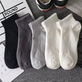 thumbnail image 2 of 3Pairs Soft Men Black White Warm Cotton Socks Set Autumn Winter Male Solid Color Breathable Business Sport Short Socks For Men, 2 of 5