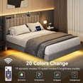 thumbnail image 5 of King Floating Bed Frame with Charging Station, Upholstered Platform Bed Frame with LED Lights & Storage Headboard, No Box Spring Needed, Wood Slats Support, Gray, 5 of 7