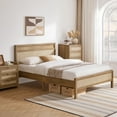 thumbnail image 6 of SICOTAS Queen Size Solid Wood Bed Frame with Rattan Headboard & Footboard, Bohemian Platform Bed Frame with 12 Wooden Slats Support, No Box Spring Needed, Noise Free, 1100lbs, Natural Wood, 6 of 9