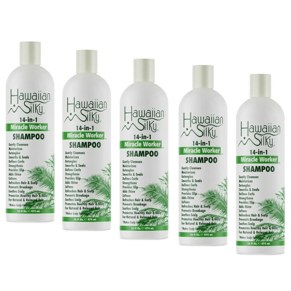 Hawaiian Silky 14-In-1 Miracle Worker Shampoo, 16 Fl. Oz. - Pack of 5