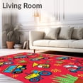 thumbnail image 2 of ODIKA 8'x10' Machine Washable Non-Slip Area Rug, Busy Farm Scene with Pull Back Tractors and Friendly Animal Figures High Traffic Rug, Red, 685854, 2 of 7