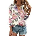 thumbnail image 2 of Enjoytime Blouses for Women Dressy Casual Flower Printed 3/4 Sleeve V Neck Tunic Top Loose Comfy Plus Size Women Shirts, 2 of 5