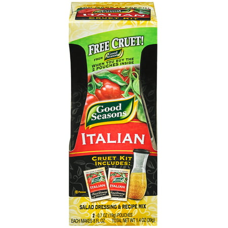 (3 Pack) Good Seasons Italian with Cruet Salad Dressing & Recipe Mix, 2 - 0.7 Oz