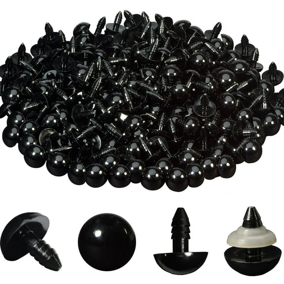 14mm Plastic Safety Eyes and Washers Set of 160 Pairs, Smooth Glossy Finish for Amigurumi, Stuffed Animals, DIY Doll Making Crafts, Black