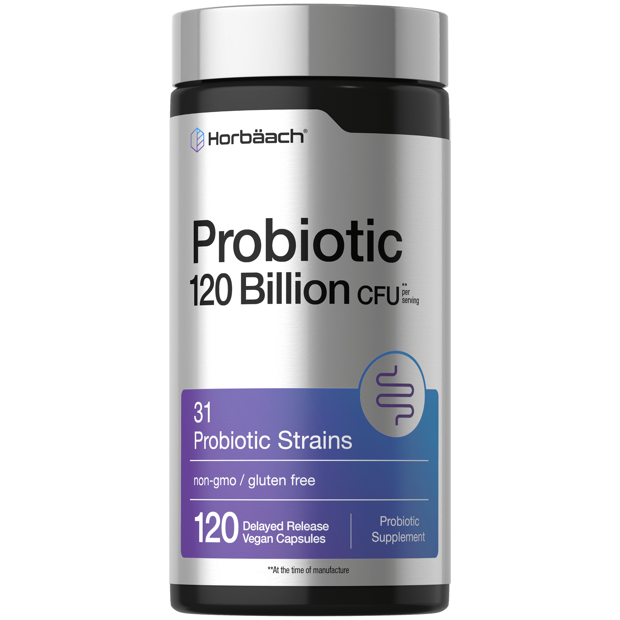 Probiotics for Women and Men | 120 Billion CFU | 120 Capsules | 31 Probiotic Strains with Prebiotic | by Horbäach