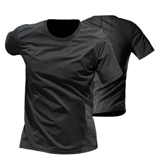 Gamivast Men's Quick-Dry T-Shirt Short Sleeve Athletic Breathable Mesh Panel Workout Tee Lightweight Activewear for Gym Running Outdoor Sports Black L