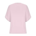 thumbnail image 5 of Idoravan Long Sleeve Shirts for Women Clearance Fashion Women's Summer V-neck Solid Three Quarter Sleeve Casual Top Blouse, 5 of 7