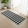 thumbnail image 3 of Farmhouse Checkered Kitchen Runner Rug 2'x4', Black White Buffalo Plaid Washable Rug with Tassels, Non Slip Woven Cotton Bathroom Rugs Hallway Carpet for Foyer Bedroom Entry Back Door Decor, 3 of 9
