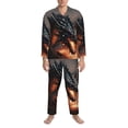 thumbnail image 3 of Vsdgher Fiery Black Dragon Attack Mens Pajama Set, Soft Warm Long Sleeve Sleepwear, Cozy Button-Down Pjs for Men-Medium, 3 of 7
