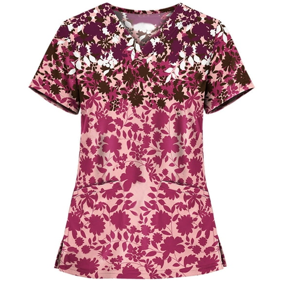 DPTALR Blouse Uniforme de Travail à Manches Courtes Col en V pour Femmes