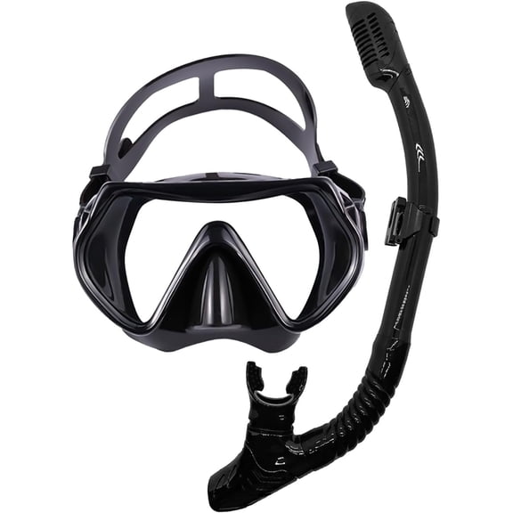 Snorkel Mask Set for Adults, Panoramic Diving Mask with Dry Top Snorkel, Adjustable Strap, Wide View Swim Goggles for Snorkeling, Diving & Swimming