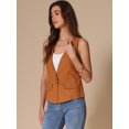 thumbnail image 3 of DARING DIVA Womens Linen Vest Loose Sleeveless Blazer Lightweight Jacket XS Orange, 3 of 6