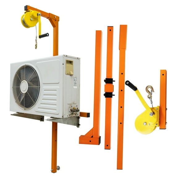 Air Conditioner Lifting Crane with 50 FT Thick Steel Wire Rope, Air Conditioner Lifting Tool, 500 LBS Crane Bracket with Adjustable Height, Ideal for Installing Outdoor Air Conditioners