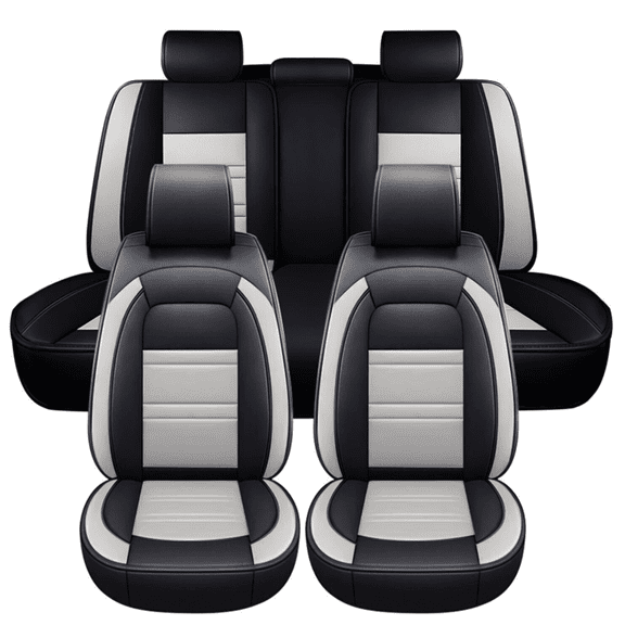 Corfhy Black Grey Car Seat Covers Full Set for Kia K5 Seltos Sportage Forte Optima 2001-2024 Automotive Seat Cover Full Coverage Set Leather