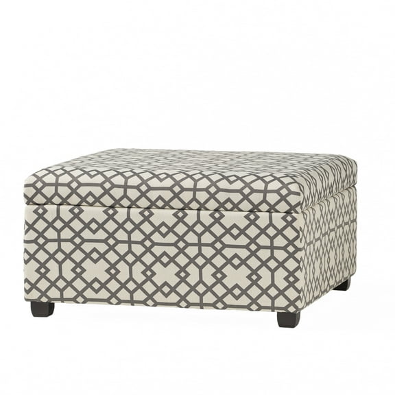 Noble House Bessley Square Lift Top Ottoman, Grey Geometric
