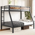 thumbnail image 3 of Metal Bunk Bed Twin Over Full for Adults & Kids, Industrial Bunkbeds Heavy Duty Bed with Safety Guardrail & Ladders,Retro, 3 of 8