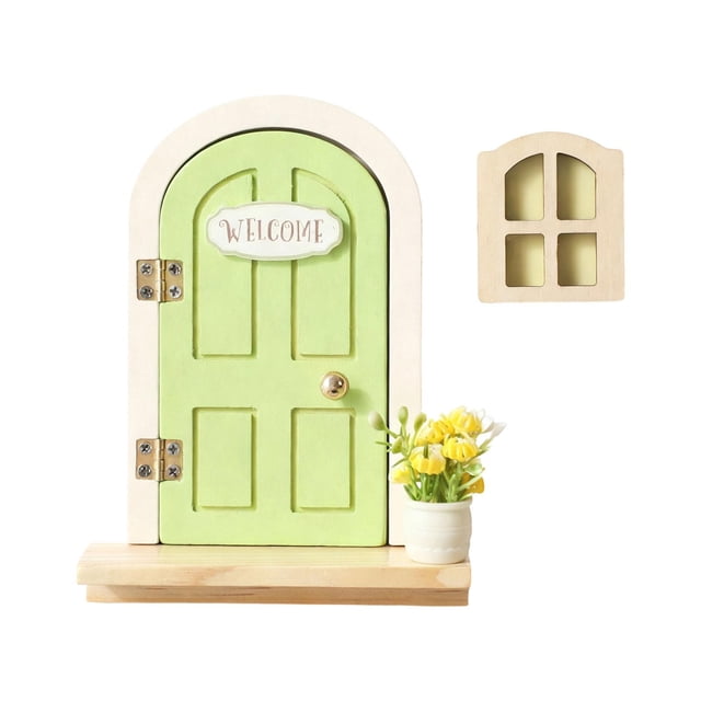 Puerta de de madera en miniatura con accesorios, puerta nórdica para festivales en casa, actividades de , regalos para pared, pequeña